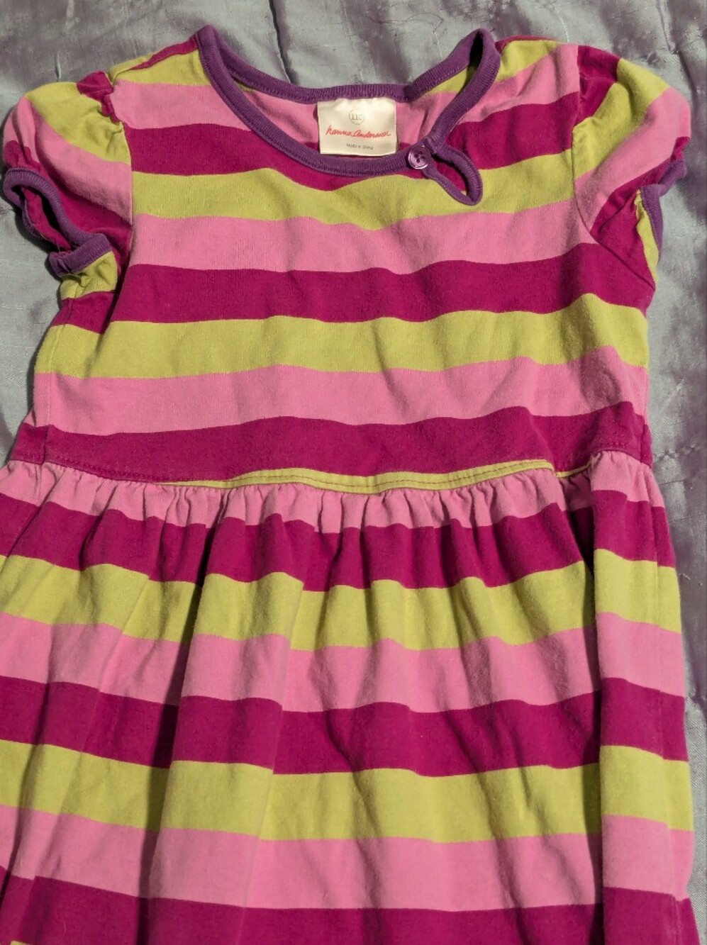 Hanna Andersson Pink, Magenta & Lime Striped Cotton Dress